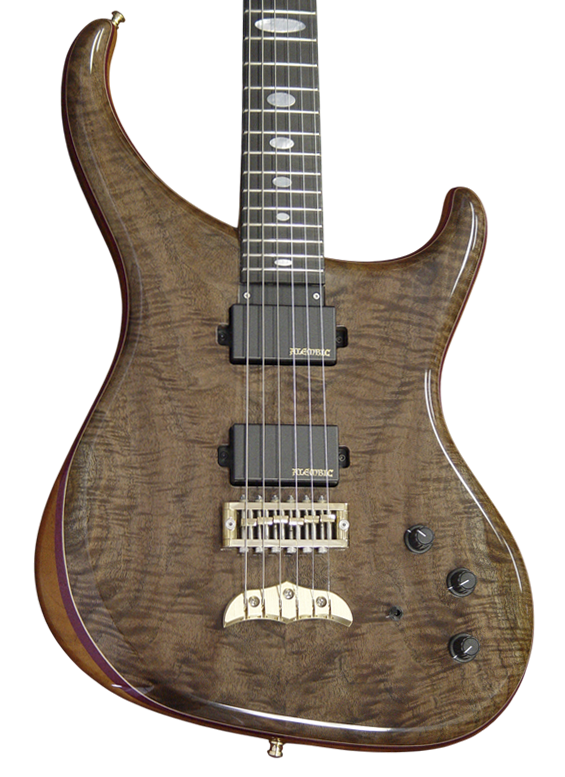 Orion guitar in Flame Walnut